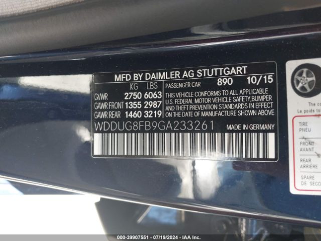 WDDUG8FB9GA233261 Mercedes-Benz S 550 4matic