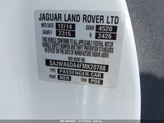 2015 JAGUAR F-TYPE SAJWA6DA4FMK20788 Photo 8