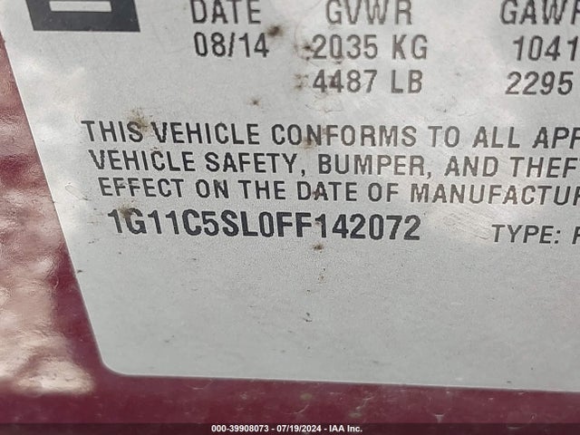 Chevrolet MALIBU 1LT 2015 1G11C5SL0FF142072 Image 9