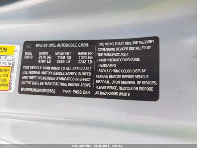 W04WH3N52KG302662 Buick Cascada Premium