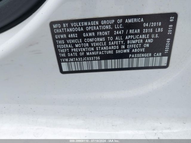 1VWJM7A32JC033735 Volkswagen Passat 3.6l V6 Gt