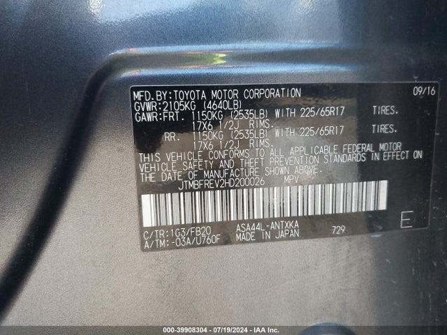 Toyota RAV4 LE 2017 JTMBFREV2HD200026 Image 9