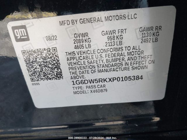 1G6DW5RKXP0105384 Cadillac CT5 LUXURY