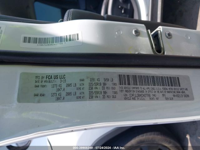 1C4PJLDBXKD427786 Jeep Cherokee Limited Fwd
