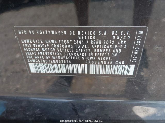 3VWC57BU7LM093654 Volkswagen Jetta 1.4t R-line/1.4t S/1.4t Se