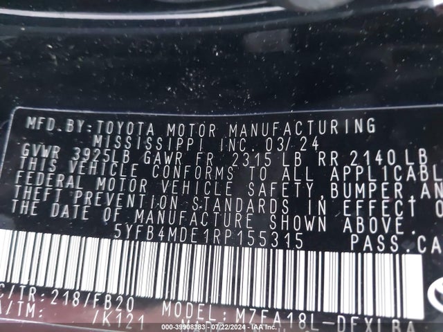 Toyota COROLLA LE 2024 5YFB4MDE1RP155315 Image 9