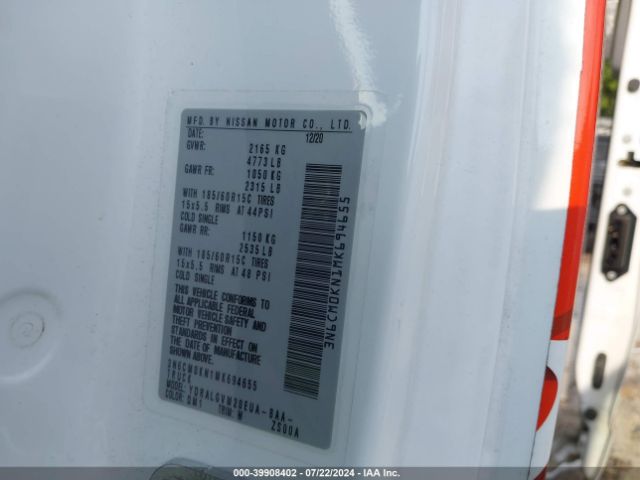 3N6CM0KN1MK694655 Nissan Nv200 Compact Cargo Sv Xtronic Cvt