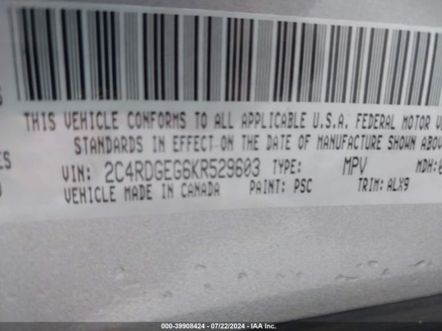 2C4RDGEG6KR529603 Dodge Grand Caravan Gt