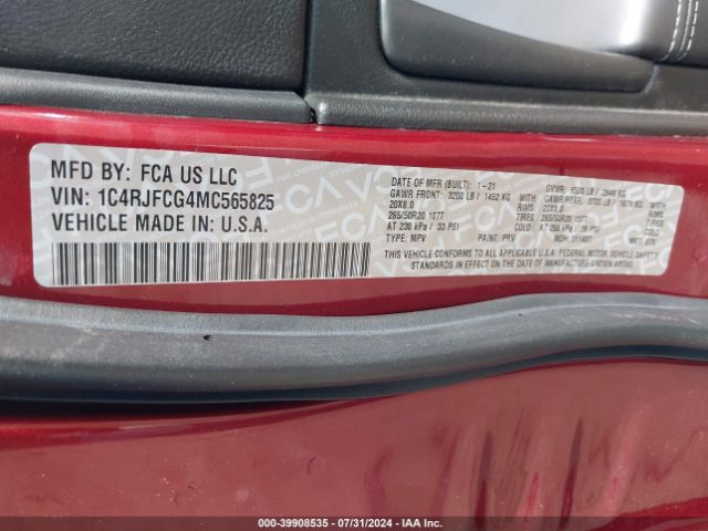 2021 JEEP GRAND CHEROKEE 1C4RJFCG4MC565825 Photo 8