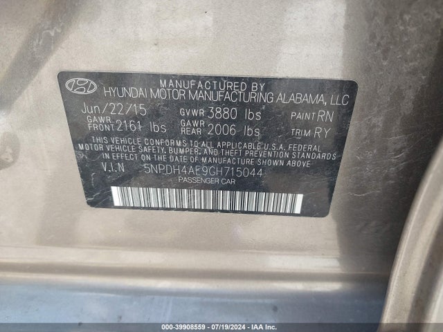 Hyundai Elantra Value Edition 2016 5NPDH4AE9GH715044 Image 9