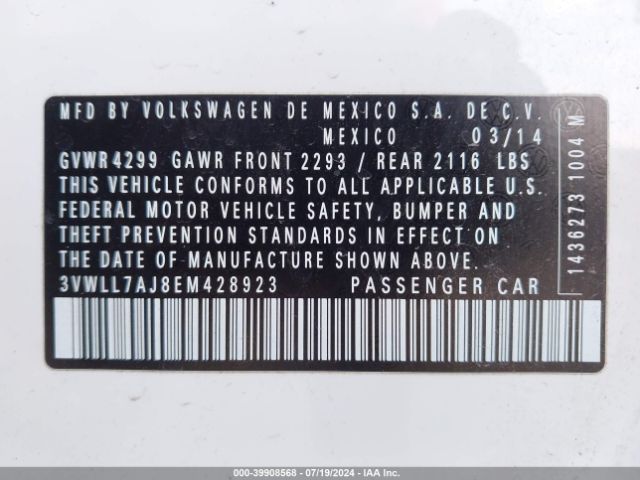 3VWLL7AJ8EM428923 Volkswagen Jetta 2.0l Tdi