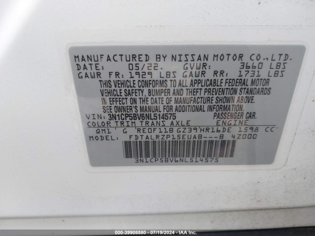 Nissan Kicks S Xtronic Cvt 2022 3N1CP5BV6NL514575 Image 9