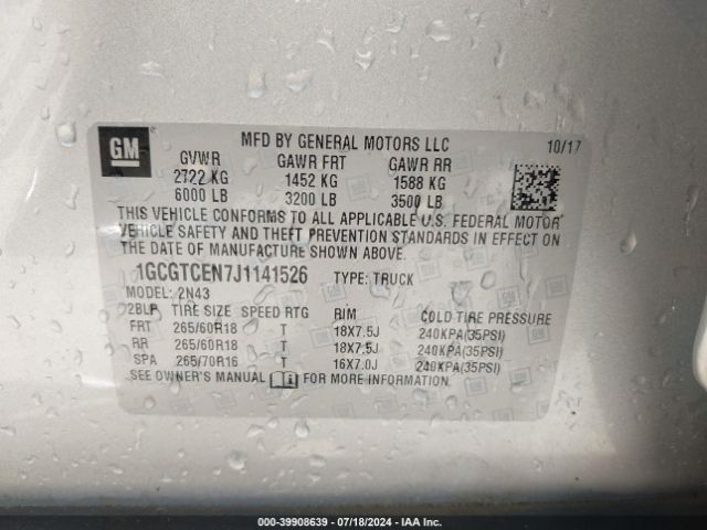 1GCGTCEN7J1141526 Chevrolet Colorado Lt