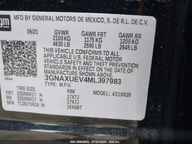 3GNAXUEV4ML397983 Chevrolet Equinox Awd Lt