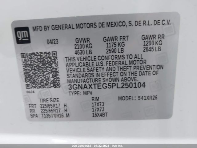 3GNAXTEG5PL250104 Chevrolet Equinox Awd 2fl
