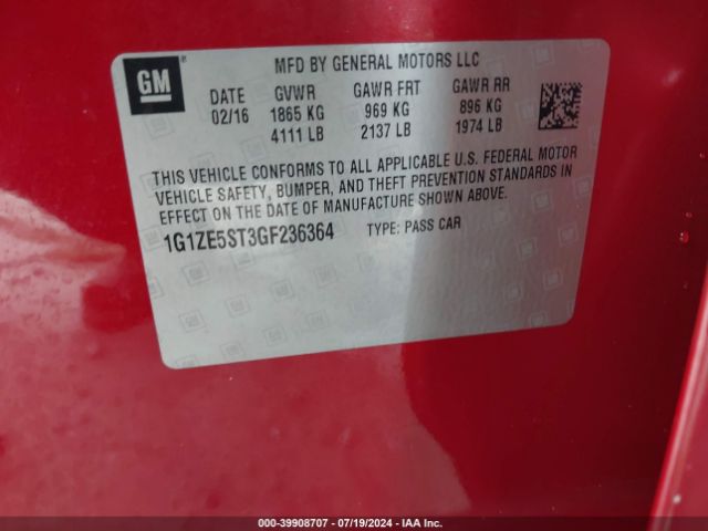 1G1ZE5ST3GF236364 Chevrolet MALIBU 1LT