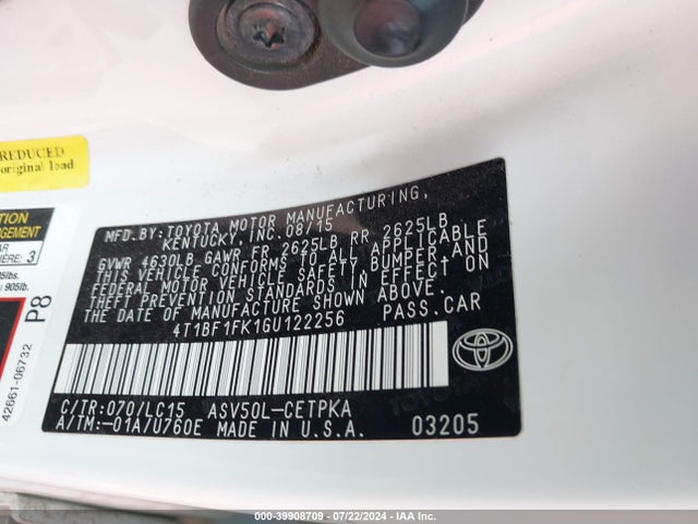 Toyota CAMRY XSE 2016 4T1BF1FK1GU122256 Image 9