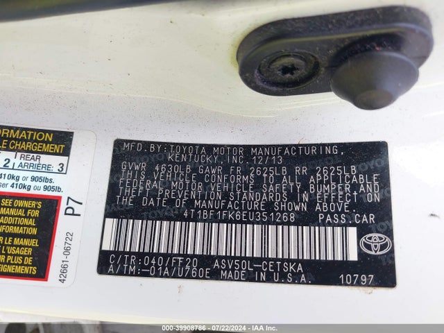 Toyota CAMRY SE 2014 4T1BF1FK6EU351268 Image 9