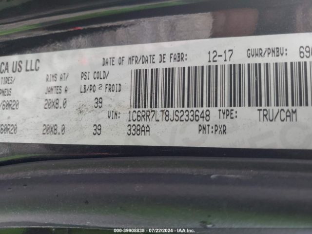 1C6RR7LT8JS233648 RAM 1500 Slt