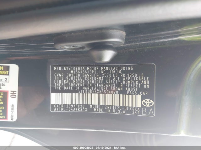 Toyota COROLLA SE 2017 5YFBURHEXHP594020 Image 9