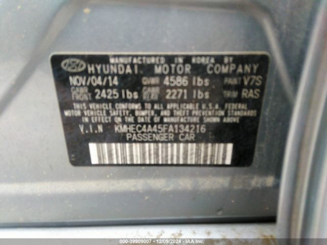 KMHEC4A45FA134216 Hyundai SONATA HYBRID