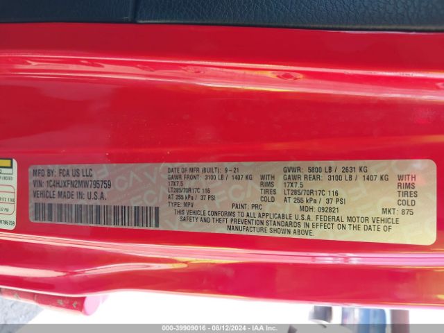 1C4HJXFN2MW795759 Jeep Wrangler Unlimited Rubicon 4x4