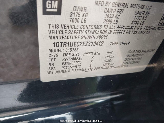 1GTR1UEC2EZ310412 GMC Sierra 1500 Sle