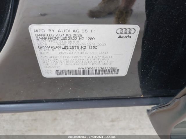 2011 AUDI Q5 WA1DKAFP9BA115886 Photo 8