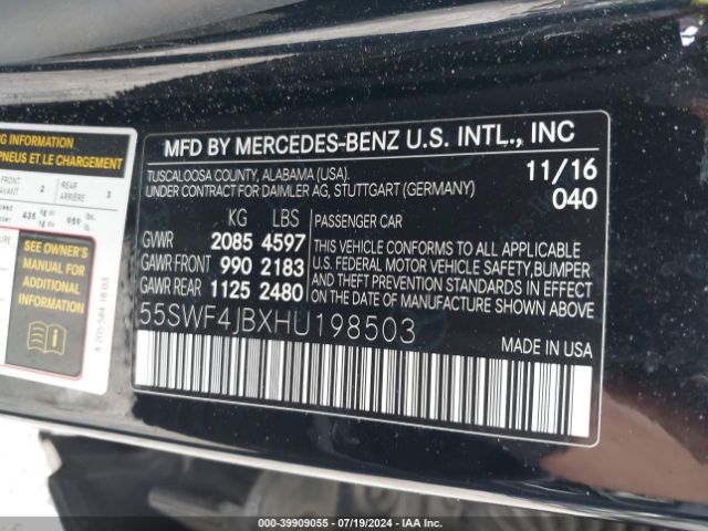 55SWF4JBXHU198503 Mercedes-Benz C 300 Luxury/sport