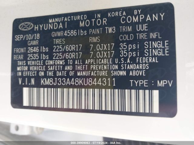 KM8J33A48KU844311 Hyundai Tucson Value