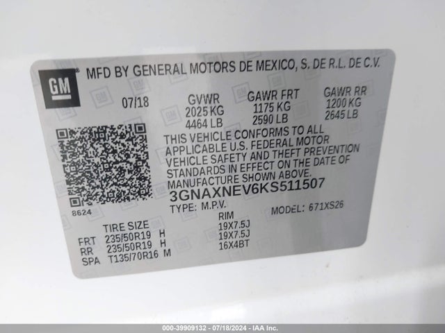 Chevrolet Equinox Premier 2019 3GNAXNEV6KS511507 Image 9
