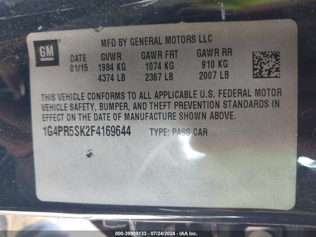 1G4PR5SK2F4169644 Buick Verano Convenience Group