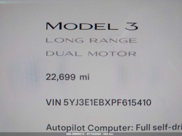 Tesla Model 3 Long Range Dual Motor All-wheel Drive 2023 5YJ3E1EBXPF615410 Image 7