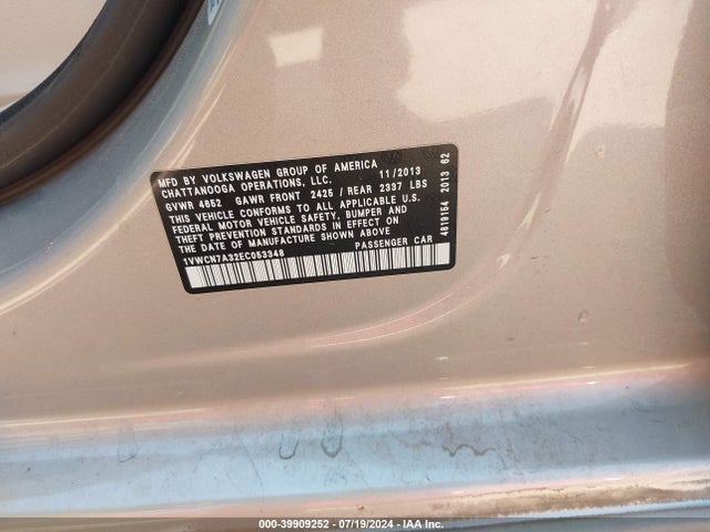 1VWCN7A32EC053348 Volkswagen Passat 2.0l Tdi Sel Premium