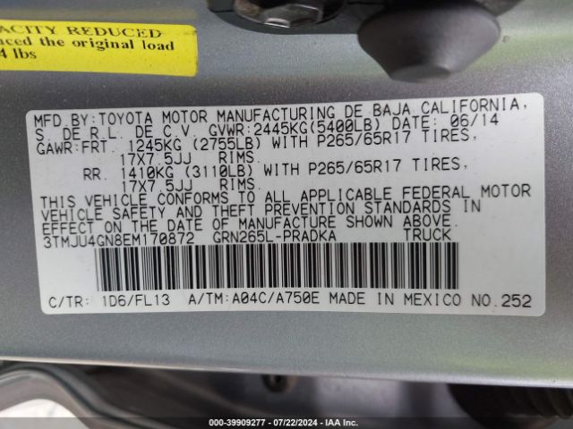 3TMJU4GN8EM170872 Toyota Tacoma Prerunner V6