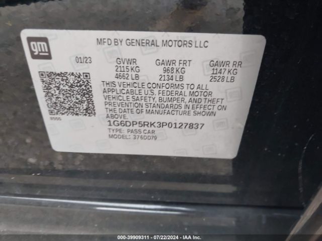 1G6DP5RK3P0127837 Cadillac Ct5 Sport