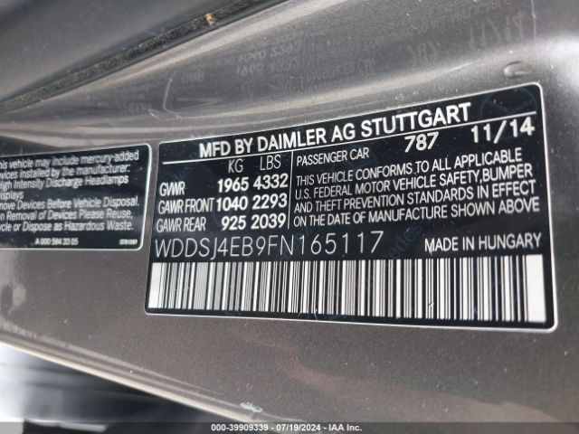 WDDSJ4EB9FN165117 Mercedes-Benz CLA 250