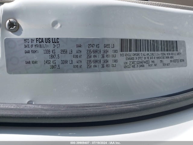 2C4RC1GGXHR744553 Chrysler Pacifica Limited
