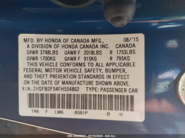 2HGFB2F54FH554862 Honda Civic Lx