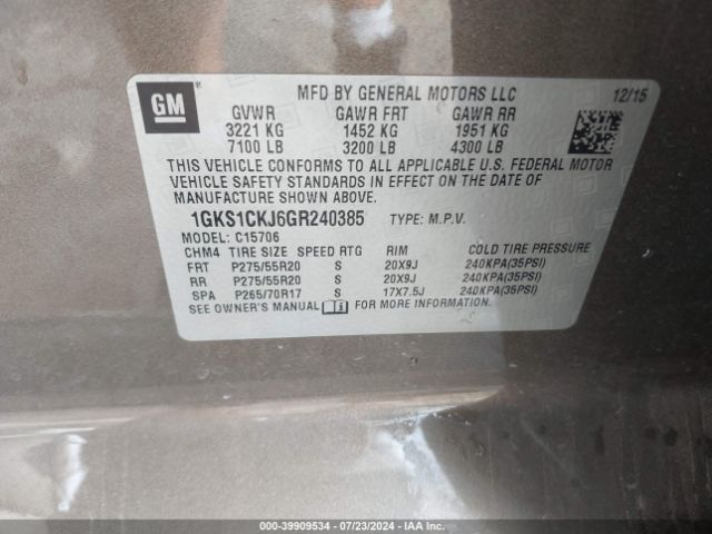 1GKS1CKJ6GR240385 GMC YUKON DENALI
