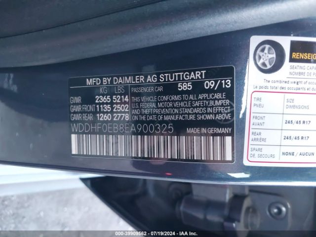 WDDHF0EB8EA900325 Mercedes-Benz E 250 Bluetec