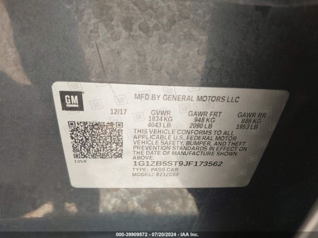 1G1ZB5ST9JF173562 Chevrolet Malibu 1ls