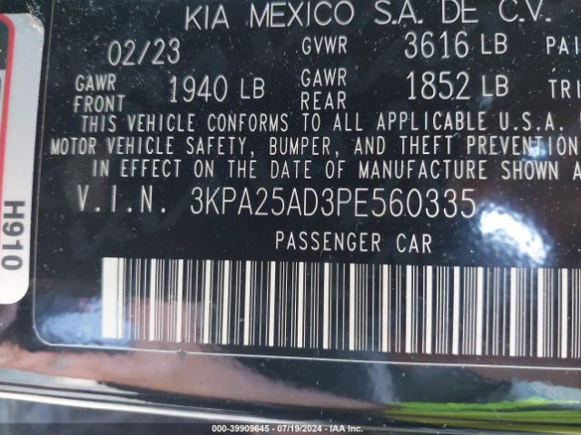 3KPA25AD3PE560335 KIA Rio 5-door S