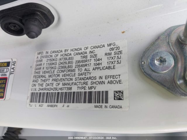 2HKRW2H29LH677398 Honda Cr-v Awd Lx
