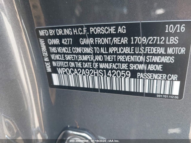 2017 PORSCHE 911 WP0CA2A92HS142059 Photo 8