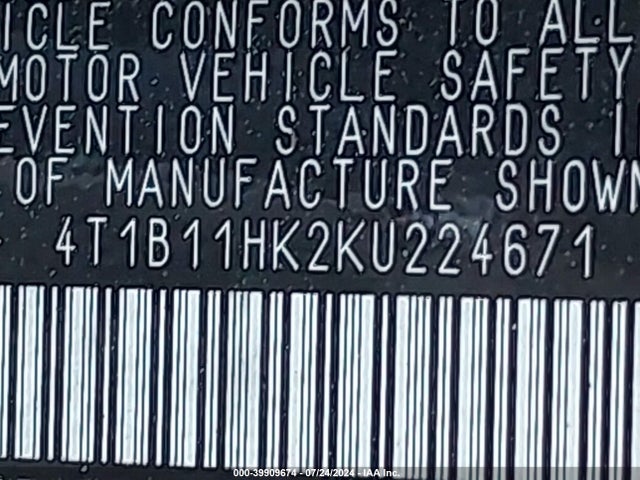 Toyota CAMRY LE 2019 4T1B11HK2KU224671 Image 9