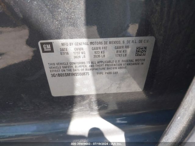 3G1BE6SM1HS508875 Chevrolet Cruze Lt Auto