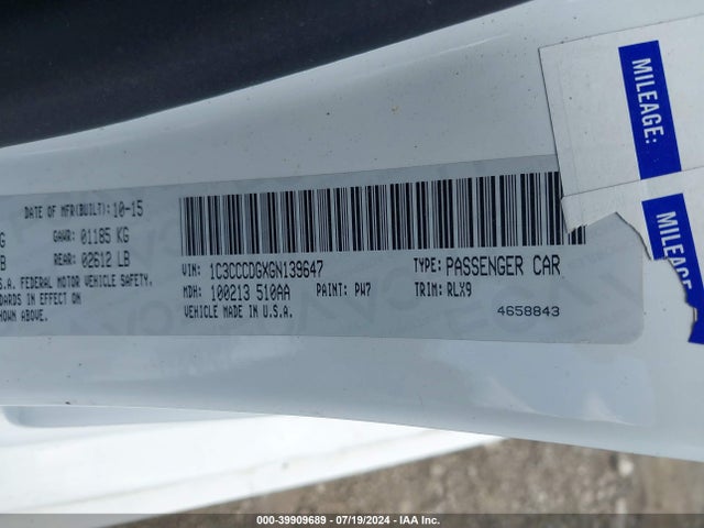 1C3CCCDGXGN139647 Chrysler 200 S