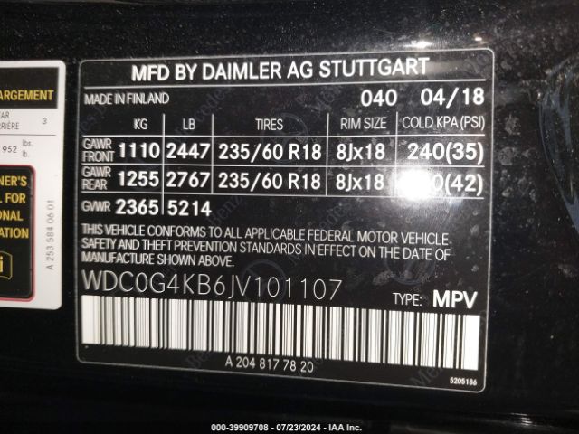 WDC0G4KB6JV101107 Mercedes-Benz Glc 300 4matic
