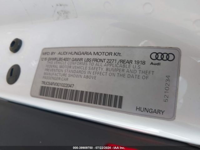 TRUC5AFV0G1022047 Audi Tt 2.0t
